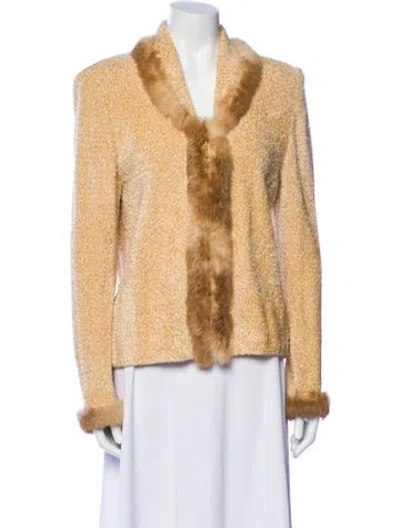 Pre-owned St. John Couture Faux Fur Jacket In Neutral
