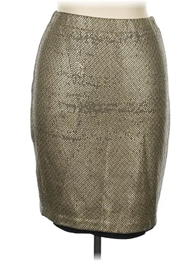 Pre-owned St. John Couture Faux Leather Skirt In Silver