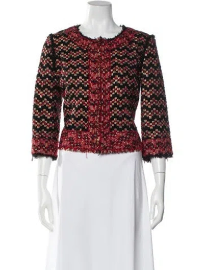 Pre-owned St. John Couture Floral Print Evening Jacket In Red