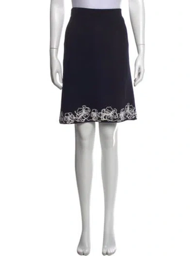 Pre-owned St. John Couture Floral Print Mini Skirt In Blue
