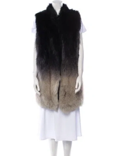Pre-owned St. John Couture Fox Fur Coat In Black