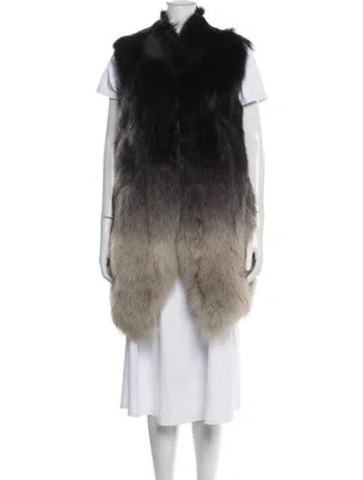 Pre-owned St. John Couture Fox Striped Fur Jacket In Black