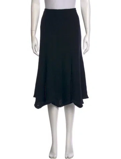 Pre-owned St. John Couture Fringe Trim Accent Knee-length Skirt In Black