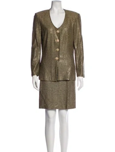 Pre-owned St. John Couture Glitter Accents Skirt Set