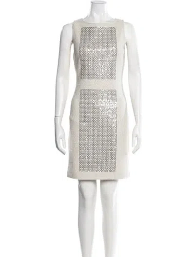 Pre-owned St. John Couture Graphic Print Knee-length Dress In Neutral