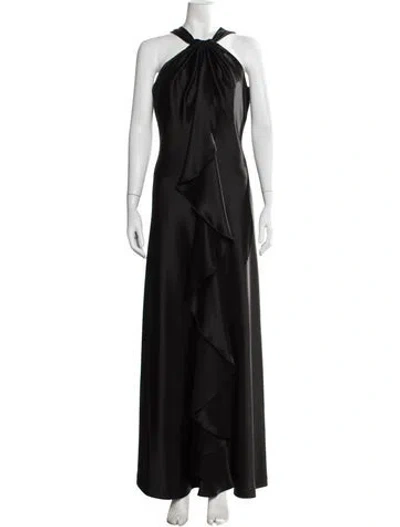 Pre-owned St. John Couture Halterneck Long Dress In Black