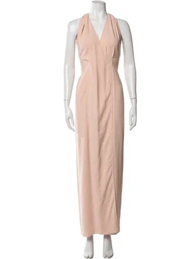 Pre-owned St. John Couture Halterneck Long Dress In Pink