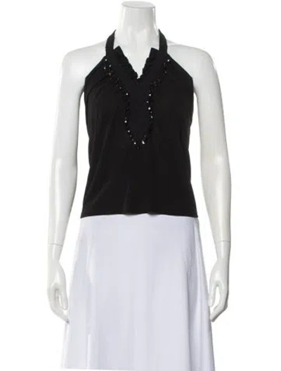 Pre-owned St. John Couture Halterneck Sleeveless Top In Black