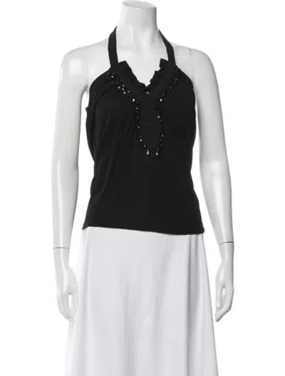 Pre-owned St. John Couture Halterneck Sleeveless Top W/ Tags In Black