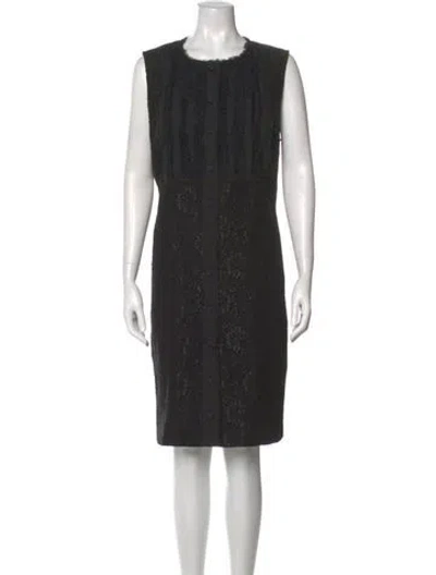 Pre-owned St. John Couture Lace Knee-length Dress In Black
