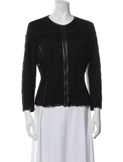 Pre-owned St. John Couture Lace Pattern Jacket In Black