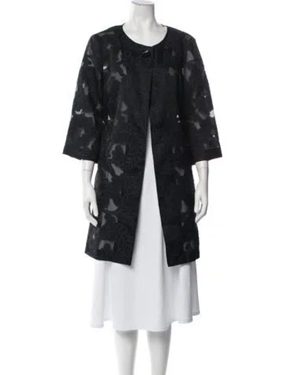 Pre-owned St. John Couture Lace Pattern Jacket In Black