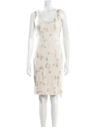 Pre-owned St. John Couture Lace Pattern Knee-length Dress In Neutral
