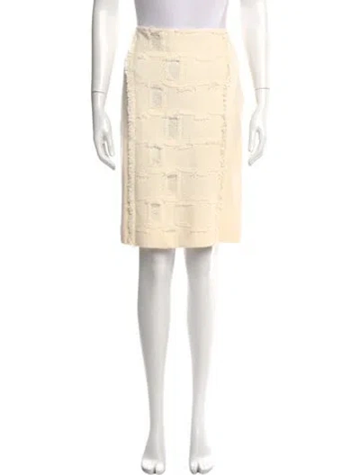 Pre-owned St. John Couture Lace Pattern Knee-length Skirt In Neutral