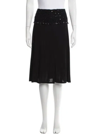 Pre-owned St. John Couture Lace Pattern Midi Length Skirt In Black