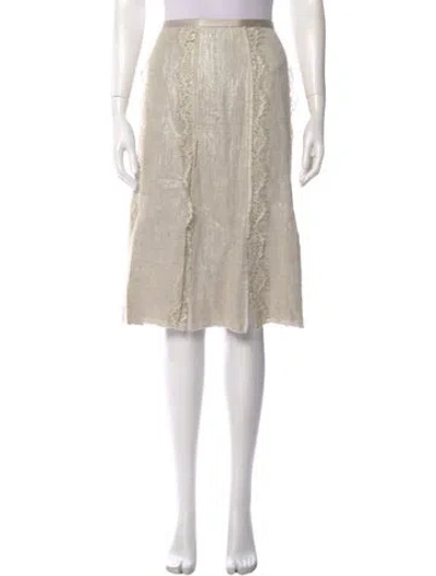 Pre-owned St. John Couture Lace Trim Embellishment Knee-length Skirt In Neutral