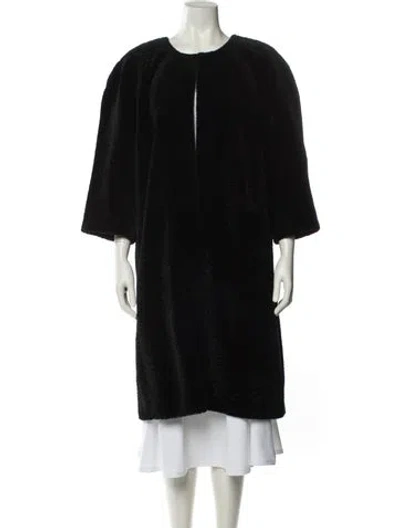 Pre-owned St. John Couture Lamb Fur Fur Coat In Black