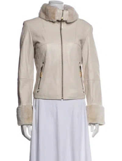 Pre-owned St. John Couture Leather Jacket In Neutrals
