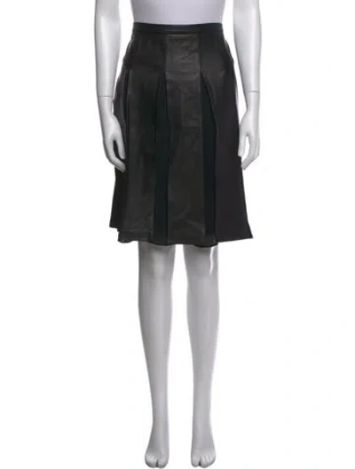 Pre-owned St. John Couture Leather Knee-length Skirt W/ Tags In Black