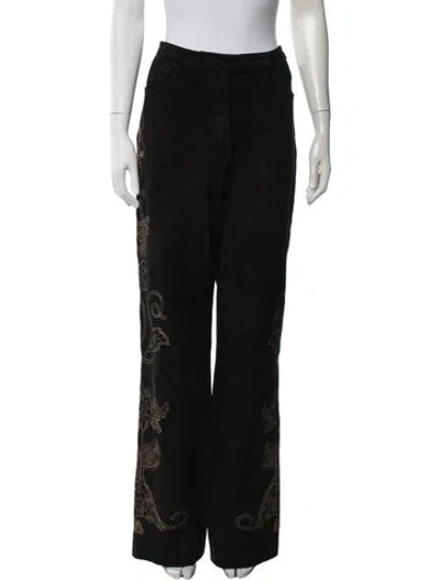 Pre-owned St. John Couture Leather Wide Leg Pants In Black
