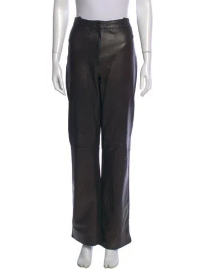 Pre-owned St. John Couture Leather Wide Leg Pants In Black