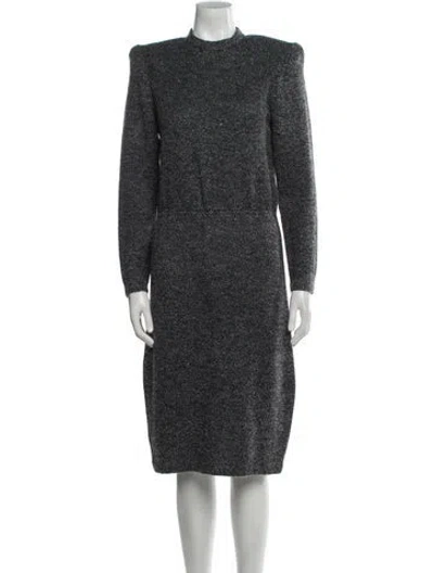 Pre-owned St. John Couture Mock Neck Midi Length Dress In Gray