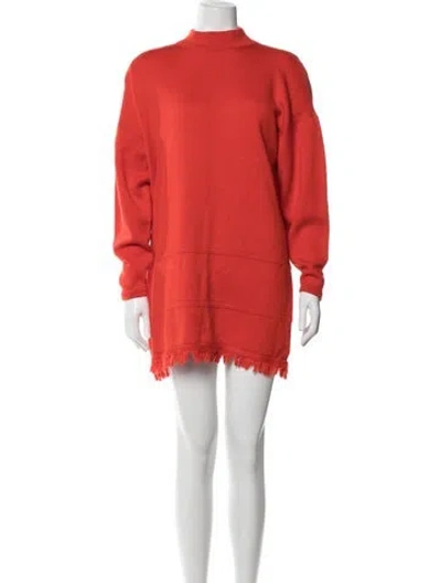 Pre-owned St. John Couture Mock Neck Mini Dress In Orange