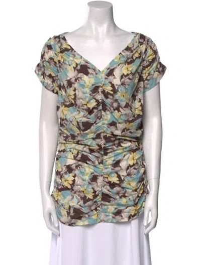 Pre-owned St. John Couture Nylon Printed Blouse In Blue