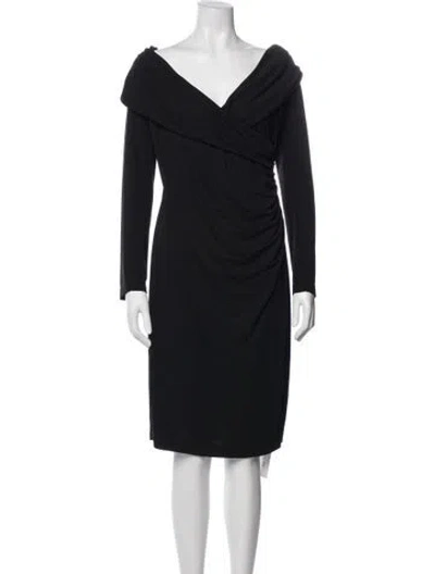 Pre-owned St. John Couture Off-the-shoulder Knee-length Dress In Blue