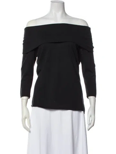 Pre-owned St. John Couture Off-the-shoulder Sweater In Black