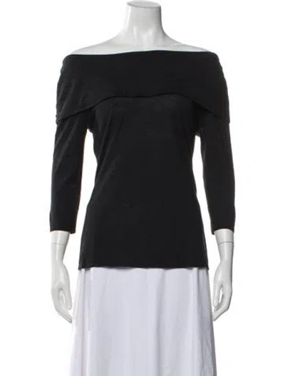 Pre-owned St. John Couture Off-the-shoulder Sweater In Black