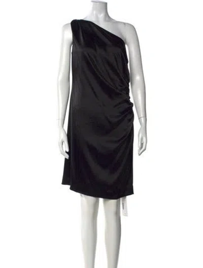 Pre-owned St. John Couture One-shoulder Knee-length Dress In Black