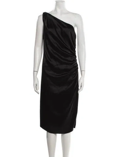 Pre-owned St. John Couture One-shoulder Knee-length Dress In Black