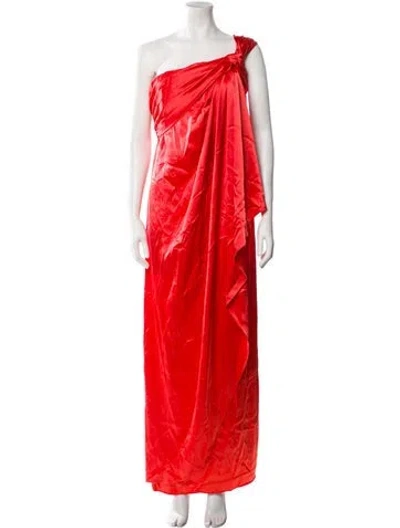 Pre-owned St. John Couture One-shoulder Long Dress In Orange