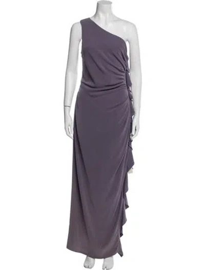 Pre-owned St. John Couture One-shoulder Long Dress In Purple
