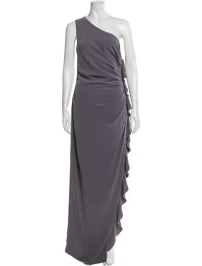 Pre-owned St. John Couture One-shoulder Long Dress In Purple
