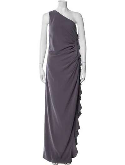 Pre-owned St. John Couture One-shoulder Long Dress In Purple
