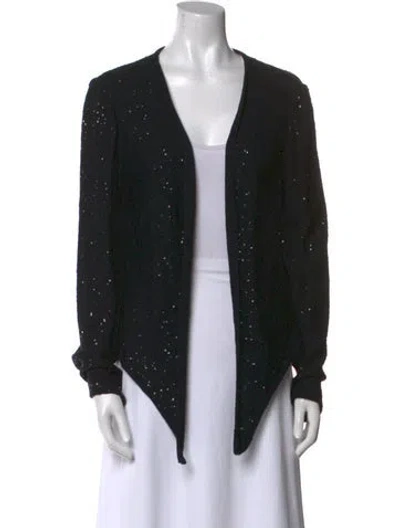 Pre-owned St. John Couture Open Front Sweater In Black