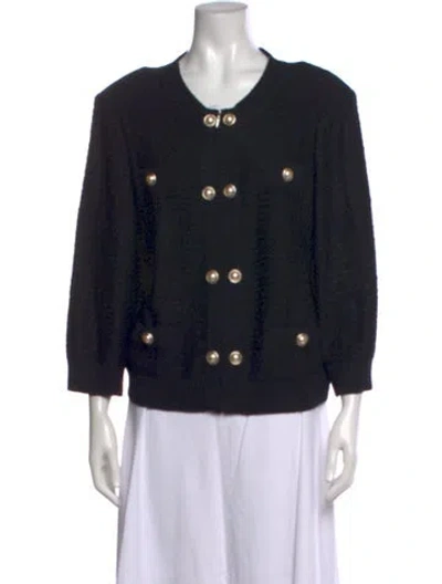 Pre-owned St. John Couture Open Front Sweater In Black