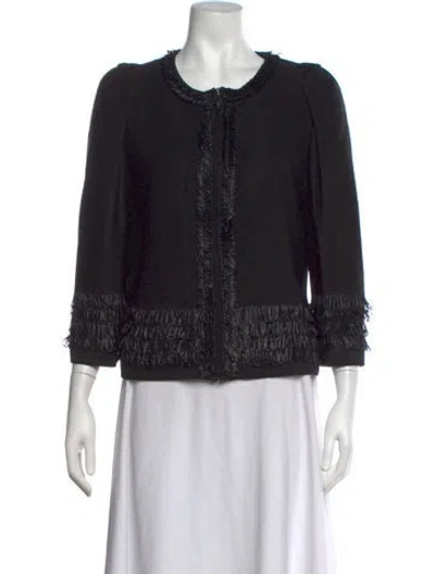 Pre-owned St. John Couture Open Front Sweater In Black