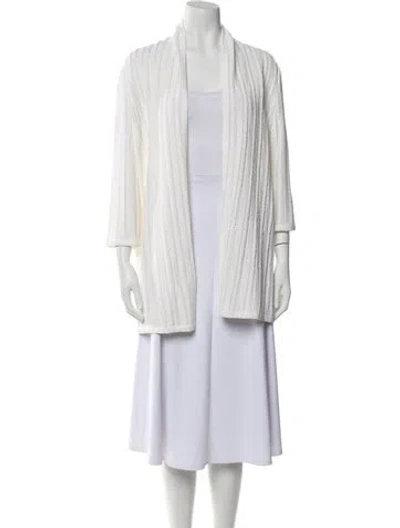 Pre-owned St. John Couture Open Front Sweater In White