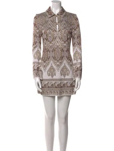 Pre-owned St. John Couture Paisley Print Mini Dress In Multi