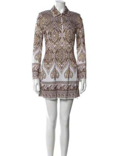 Pre-owned St. John Couture Paisley Print Mini Dress W/ Tags In Neutrals