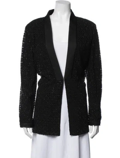 Pre-owned St. John Couture Patterned Blazer In Black