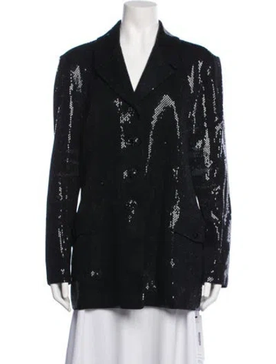 Pre-owned St. John Couture Patterned Blazer In Black