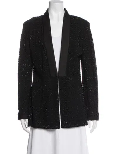 Pre-owned St. John Couture Patterned Blazer In Black