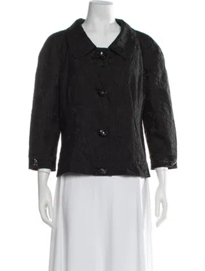 Pre-owned St. John Couture Patterned Blazer In Gray