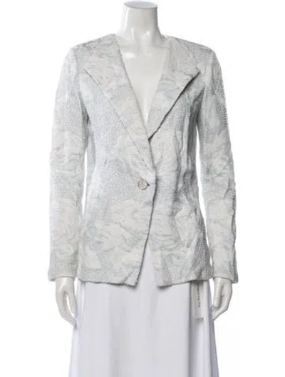 Pre-owned St. John Couture Patterned Blazer In Gray