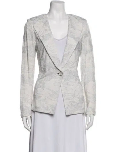 Pre-owned St. John Couture Patterned Blazer W/ Tags In White