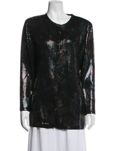 Pre-owned St. John Couture Patterned Evening Jacket In Black